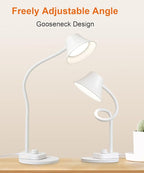 BOHON LED Desk Lamp for Home Office, Fully Dimmable Bedside Lamps with USB A and C Charging Port, 5 Colors Reading Lamp with Night Light, Auto Timer, Table Lamp for College Dorm Room White