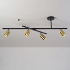 Globe Electric 57501 4-Light Track Lighting, Matte Black, Matte Brass Track Heads, Center Swivel Bar, 4 Bulb Kitchen Light, Ceiling Light Fixture, Track Lighting, Swivel, Bulb Not Included