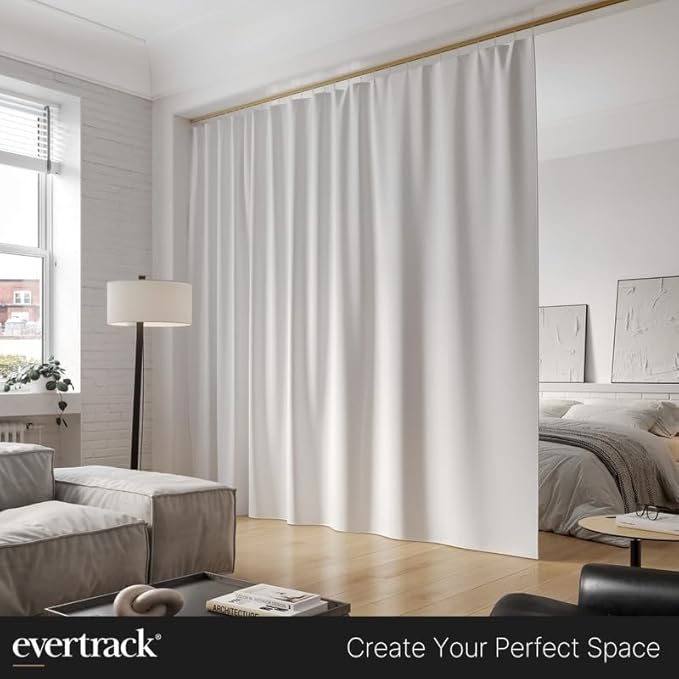 Curtain Track - Ceiling Mounted Curtain Rail for Curtains, Drapes, and Room Dividers - USA Made - Medium (16 Feet), Satin Brass