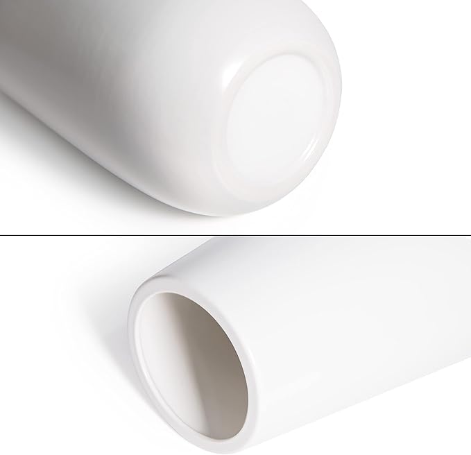 D'vine Dev 12 Inch White Elegant Oval Ceramic Vase for Flowers, Home Décor Vase with Design Box, VS-LD-C-4