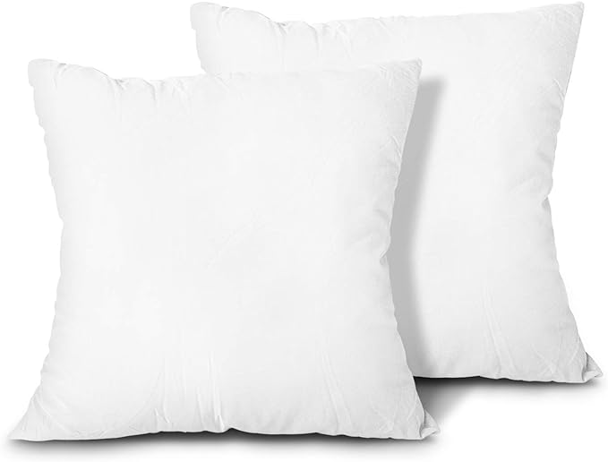 EDOW Throw Pillow Inserts, Set of 2 Lightweight Down Alternative Polyester Pillow, Couch Cushion, Sham Stuffer, Machine Washable. (White, 24x24)