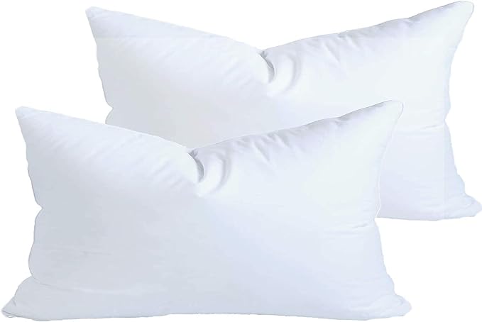 MoonRest® Synthetic Down Alternative 12x20 Lumbar Pillow Insert Form, for Decorative Throw Pillow, Sofa, Cushions, Body and Bed - Pack of 2- Size 12“X 20”
