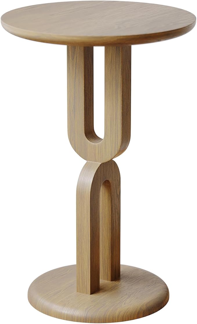 Solid Wood End Table with Sturdy U-Shaped Legs, Modern Side Table for Living Room & Bedroom, Natural Ash Wood, Easy Assembly (15.75" L x 15.75" W x 23.62" H)
