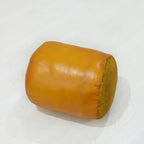 PF12 Goat Leather Handmade Eco-Friendly Mustard Pouf - 14" x 14" x 14", Solid Pouf, Recycled Foam with Fibre Fill Stuffed