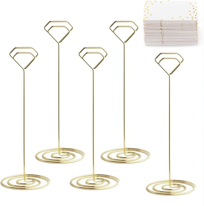 12pcs Unique Table Number Holders with 14pcs Place Cards, Table Number Stands, Picture Clips Name Card Photo Holder for Wedding Birthday Party Baby Shower