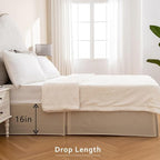 MIYE Pleated Waffle Weave Bed Skirt, Tailored Dust Ruffle 16 Inch Drop Easy Fit, Machine Washable (Cream, Twin - 16" Drop)