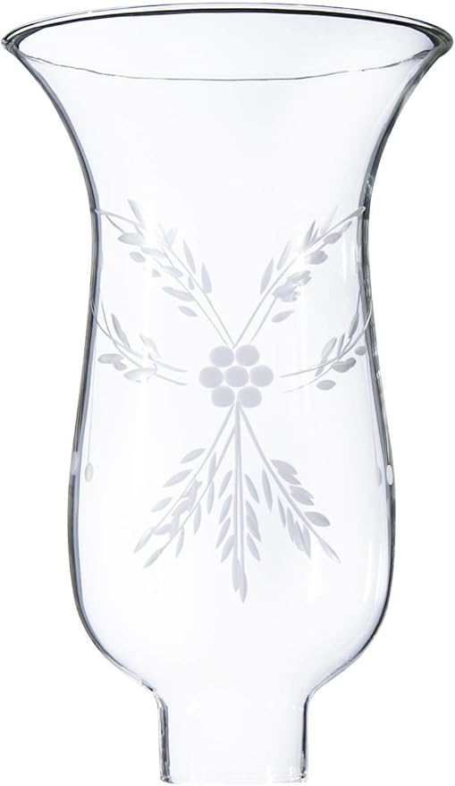 B&P Lamp® Medium 8 1/4" Tall Cut Flower Design Glass Lamp Hurricane Shade with 1 5/8" Fitter Base