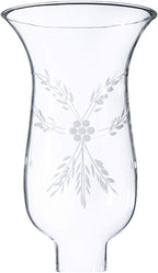 B&P Lamp® Medium 8 1/4" Tall Cut Flower Design Glass Lamp Hurricane Shade with 1 5/8" Fitter Base