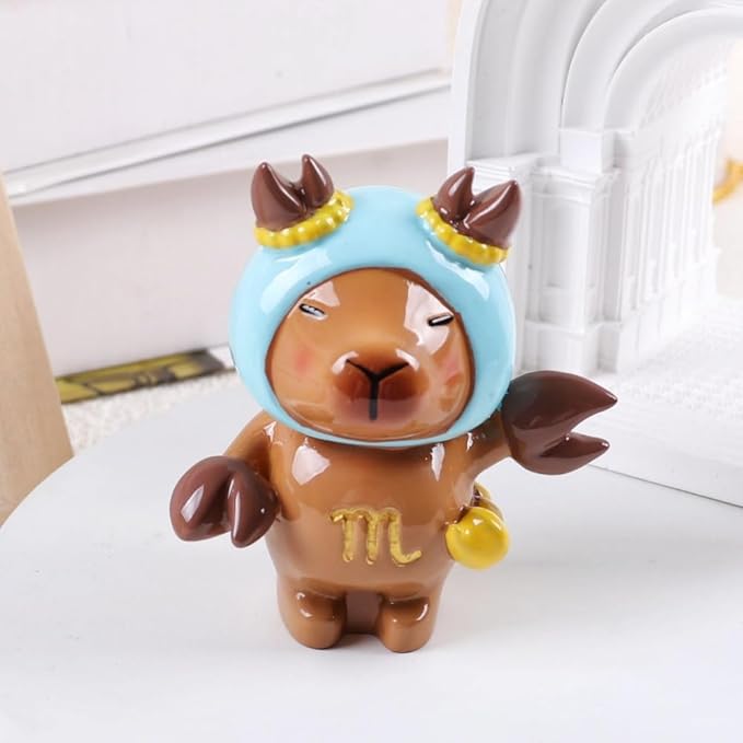 Capybara Zodiac Figurine, Scorpio Animal Theme Desk Decor, Resin Collectible(Scorpio)