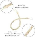 BEL AVENIR Curtain Ropes Tiebacks Tie-Backs, Curtain Handmade Holdbacks with 2 Metal Screw Hooks (Beige, 2pack)