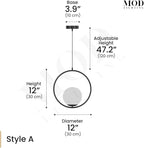 𝗠𝗢𝗗 𝗟𝗜𝗚𝗛𝗧𝗜𝗡𝗚 Jewels & Pearls Nordic Modern Pendant Light - Globe Dimmable Ceiling Light Perfect for Kitchen, Bedroom, Dining & Living Room - LED Light - 1 Pack (Black, Circle, Cool White)