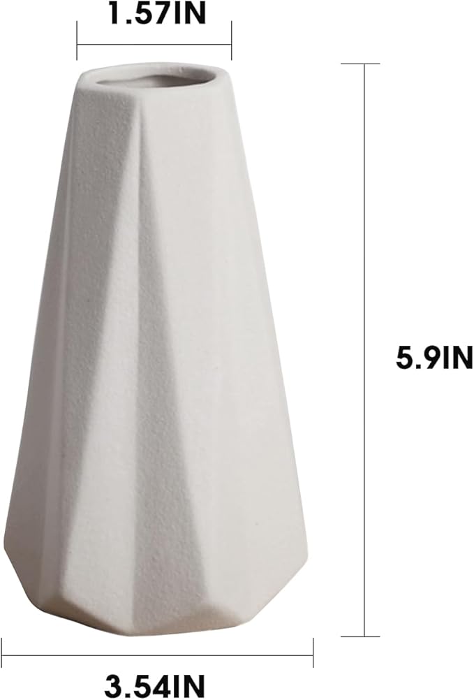 Modern White Small Ceramic Vase Set of 6 for Living Room Bedroom Office 5.9'' Minimalist Fresh Flower Vases for Home Decor Fireplace Centerpieces Nordic Style Gift for Fake Plant 6 Pack