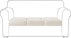 Yates Home PU Leather Couch Sofa Cushion Slipcover Water-Proof Elastic Chair RV Seat Covers Loveseat Slip Cover for Settee Seater in Living Room（3 Piece Large Sofa Cushion Covers,Ivory