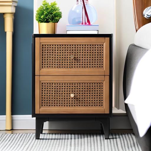 Fully-Assembled Modern Farmhouse Clean-Lined Nightstand, End Table with 1 Drawer, Black