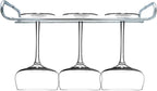 10 Inch Wine Glass Rack Under Cabinet Shelf Stemware Storage Hanging Hanger Organizer Glasses Holder with Drying Under Counter Metal for Kitchen and Bar Set of 2 Silver