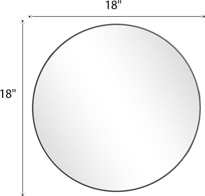 BEAUTYPEAK 18 Inch Round Mirror, Metal Frame Circle Mirror, Wall Mounted for Entryway, Bathroom, Vanity, Living Room, Black