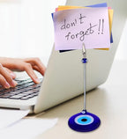 Evil Eye Base Clips Holder with Alligator Clip Clasp Note, Photo, Paper, Memo Holder Stand Charm Decorative Turkish - Greek - Jewish - Christian Christmas Handmade Ornament