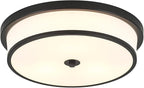 16 inch Flush Mount Ceiling Light, 3-Light Close to Ceiling Light Fixtures with Black Finish for Livingroom Bedroom Kitchen Diningroom(Black)