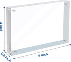 5 Pack 4x6 Acrylic Magnetic Picture Frame, 20 mm Thick Clear Double Sided Freestanding Photo Frame, Transparent Frameless Floating Frames with Magnets Corners