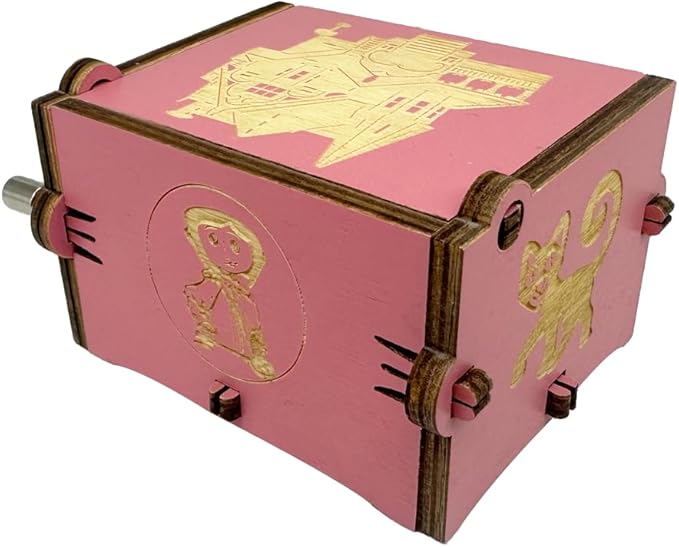 Youtang Music Box Engraved Wooden Gifts Mini Musical Box Play Dreaming for Birthday/Anniversary/Valentine's Day/Christmas (Hand Crank, Pink)