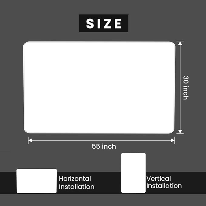 White Bathroom Mirror 55x30 Inch, White Metal Framed Bathroom Mirror for Wall, Rounded Rectangle Matte Bathroom Vanity Mirror, Tempered Glass, Anti-Rust, Horizontal/Vertical