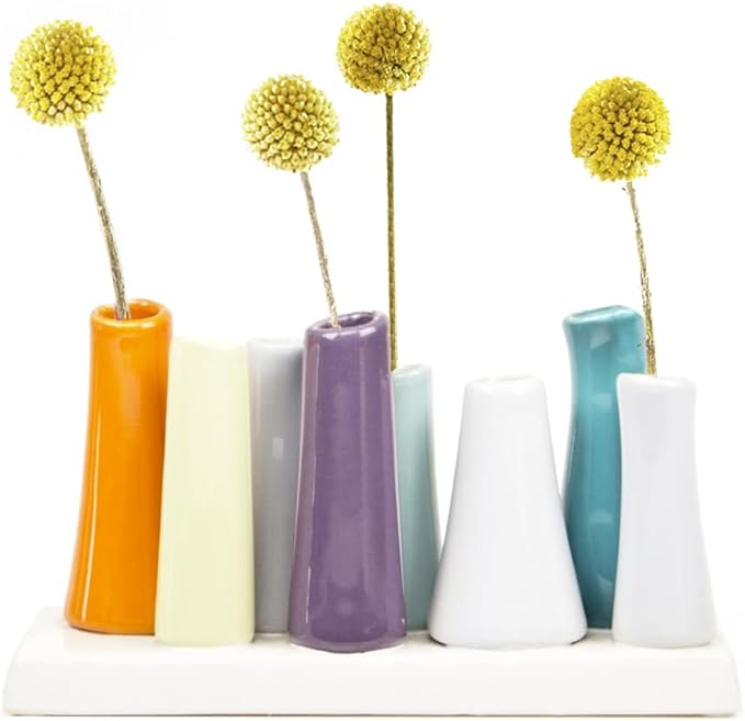 Chive - Pooley 2, Ceramic Flower Vase, 8-Tube Shape (Orange)