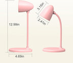 LED Desk Lamp for Home Office,3 Light Colors,Flexible Gooseneck Table Lamp,Dimmable Reading Light for Bedside Small Desk Lamp for College Dorm Room,Bedroom Desk Light Pink