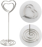 Table Number Card Holders Place Card Holder, 25 Pack Picture Holders for Tables, Heart Shape Photo Number Stands Menu Paper Card Clips for Wedding Party, Office, Restaurant (Silver)