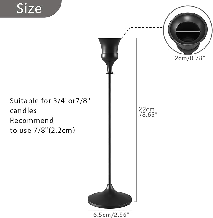 Candlestick Holders Black, 1 Pack Taper Candle Holder for Candlesticks, Candle Sticks Holder Decor for Home Decor