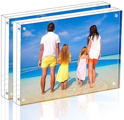 Meetu Acrylic Picture Frame 4x6 Tabletop Photo Frame Magnetic Double Sided Frame Free Standing Desktop for Display Document, Certificate, Photograph, Artwork in Office Room