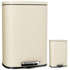 Arlopu 13.2+1.3 Gallon Step Trash Can, Stainless Steel Garbage Bin, Soft-Close Rubbish Bin with Removable Plastic Inner Bucket, Fingerprint-Proof, Lid Dustbin, for Kitchen Home (Beige)