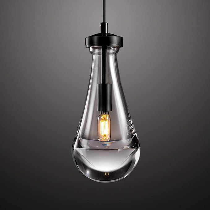 Raindrop Pendant Lights, Black Kitchen Island Pendant Lights, Teardrop Pendant Light, Interior Pendant Light in The Kitchen Island Living Room Bedroom Bathroom, Including Bulb