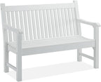 Psilvam 2-Person Poly Lumber Outdoor Bench with 700 Lbs Weight Capacity – Weatherproof Garden Seating for, Balcony Porch & Park, All-Weather Fade-Resistant Patio Furniture (White)