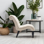 Yongqiang Accent Chair for Bedroom Living Room Chairs Tufted Upholstered Lounge Chair with Wood Legs Linen Fabric