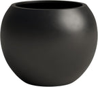 DTY Signature Mount Sherman Lightweight Durable Modern Fiberstone Sphere Planter for Indoor & Outdoor Drainage Hole & Rubber Plug Weather Resistant, 13.5" H x 17" Dia, 12" Opening- Medium, Black