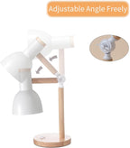 Small Wooden Desk Lamp,Adjustable tri-Color Kids Table Lamp,Desk Lamp for Home Office,Bedside lamp,Dorm lamp(White)