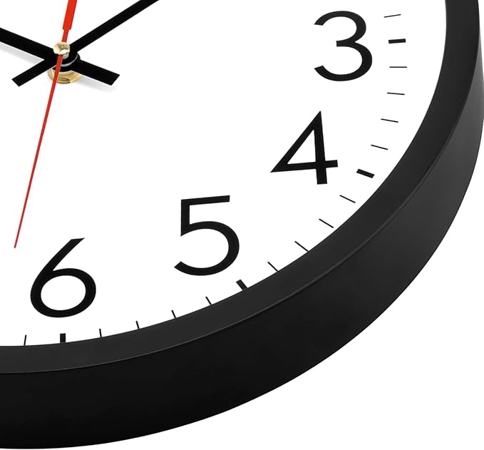 Lumuasky 14 Inch Wall Clock Battery Operated Silent Non-Ticking Large Analog Classic Round Clock for Office, Home, Kitchen, Bedroom, School, Living Room (Black)