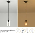 Black Pendant Lights Kitchen Island,Modern Farmhouse Glass Pendant Light,Light Fixture Kitchen Pendant Mini Hanging Light Fixture for Sink (1 Pack Black stem Rod)