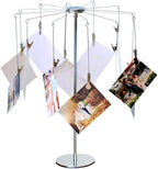 Mollytek Desktop Photo Holder With Clips Postcard Gift Card Picture Display Stand Decor Photo Tree Stand for Table Display Carousel Romantic Design with Plated Wire and 12 Photo Metal Clips