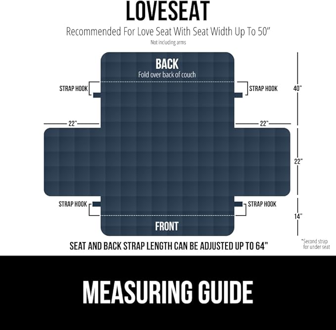 GORILLA GRIP Patented Waterproof Slip-Resistant 50” Loveseat Protector Cover, for Leather or Fabric Couch Cushion, Large Microsuede Furniture Covers Dogs Pets Machine Washable Slipcover, Navy