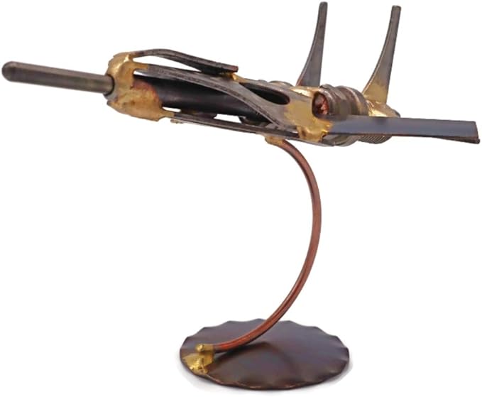 Jet Fighter Collectible Handmade Metal Art Figurine, Desk Accessories, Trophy, Boss Gift, Home Office Décor, Airplane