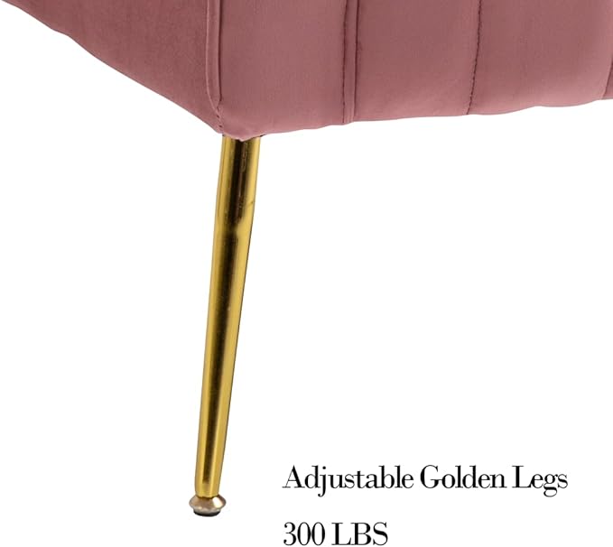 X-VOLSPORT Velvet Accent Chairs Set of 2, Mid Century Modern High Back Living Room Chair with Waist Pillow, Upholstered Arm Chair with Metal Gold Legs for Bedroom, Club, Pink