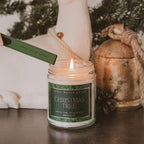 Sweet Water Decor Christmas Tree Candle - Spruce, Pine Needles and Evergreen Candles Scented Soy Candles for Home - Christmas Candle 9oz Clear Jar, 40 Hour Burn Time, Made in The USA