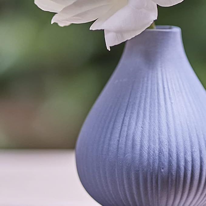 Chive ‘Frost’ Ceramic Flower Vase — Set of 6 Beautiful Small Bud Vases for Flowers & House Plants — Perfect Shelf Centerpieces and Living Room Decor — Blue Gray