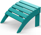 GREENVINES Adirondack-Ottoman | HDPE Plastic | Outdoor Footrest | All Weather | Foot Rest | Foot Stool | Aqua | for Adirondack Chair | for Patio Backyard Pool