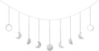 Mkono Moon Phase Wall Hanging Boho Aesthetic Room Decor Metal Moons Garland Hanging Art Bohemian Home Decoration for Girls Room Nursery Bedroom Livingroom Dorm, Ideal, Silver, 50"