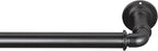 MODE Industrial Room Darkening Collection 1 1/8” diameter Industrial Curtain Rod Set with Steel Wall Mounted Expandable Curtain Rod, Blocks Light, Fits 16” to 32” Windows, Graphite
