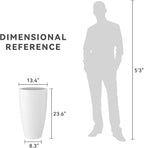 Kante 23.6" H Pure White Finish Concrete Tall Planters Large Outdoor Indoor Decorative Plant Pots with Drainage Hole and Rubber Plug, Modern Tapered Style for Home and Garden