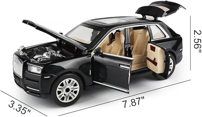 EROCK 1/24 Rolls-Royce Cullinan Model Car, Alloy Die Casting Collectible Pull Back Toy Car with Sound and Light for Kids Boy Girl Birthday Gift