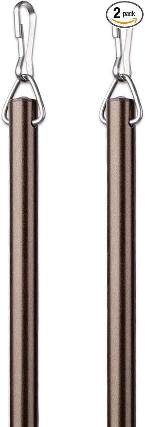 Curtain Wand - Aluminum Curtain and Drapery Pull Rod with Stainless Steel Hardware for Curtains, Draperies, and Room Divider Curtains - 24 Inches, Metallic Bronze - Pack of 2